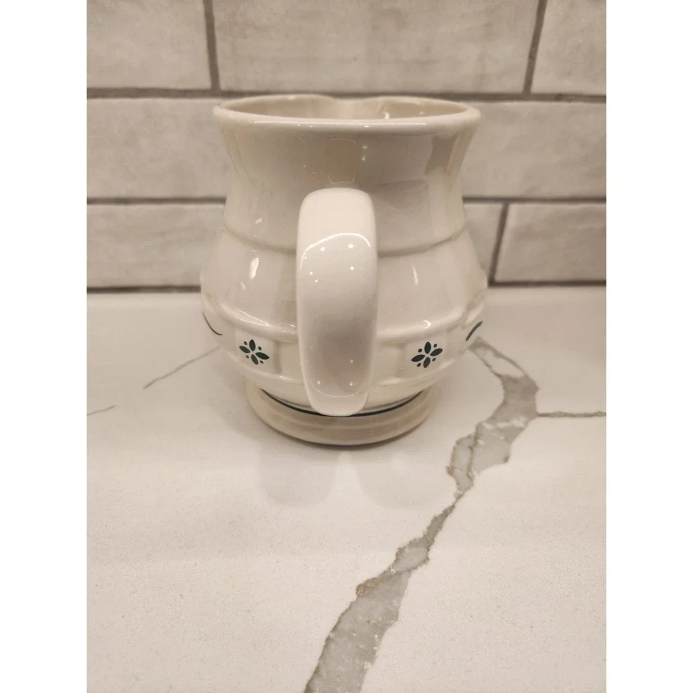 Vtg. Longaberger Pottery Woven Traditions Small Milk Juice‎ Water Pitcher Green